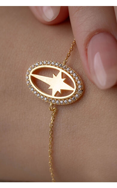 Kolyecik 14 Ayar Altın Kutup Yıldızı Bileklik