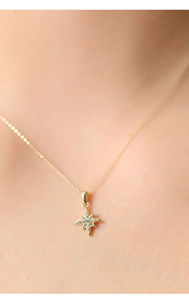Kolyecik 14 Ayar Altın Kutup Yıldızı Kolye