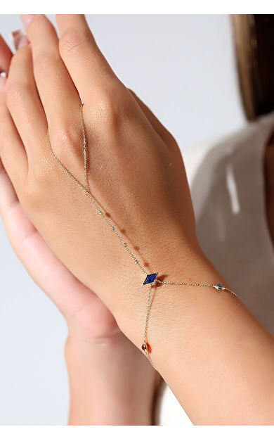 Kolyecik 14 Ayar Altın Lacivert Taş Dorikalı Şahmeran