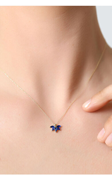 Kolyecik 14 Ayar Altın Lacivert Taş Kolye