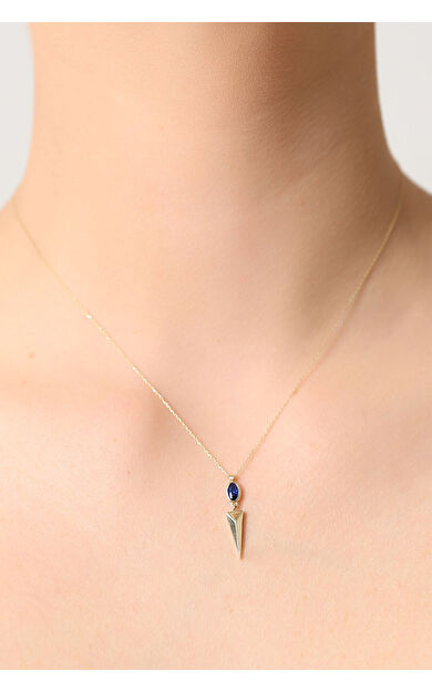 Kolyecik 14 Ayar Altın Lacivert Taş Tasarım Kolye