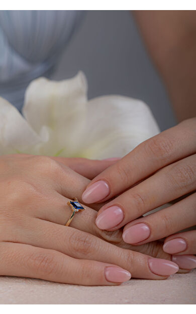 Kolyecik 14 Ayar Altın Lacivert Taşlı Yüzük