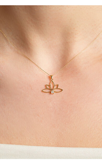 Kolyecik 14 Ayar Altın Lotus Kolye