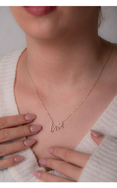 Kolyecik 14 Ayar Altın Love Kolye