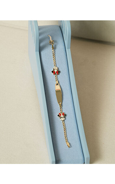 Kolyecik 14 Ayar Altın Mickey Mouse Künye