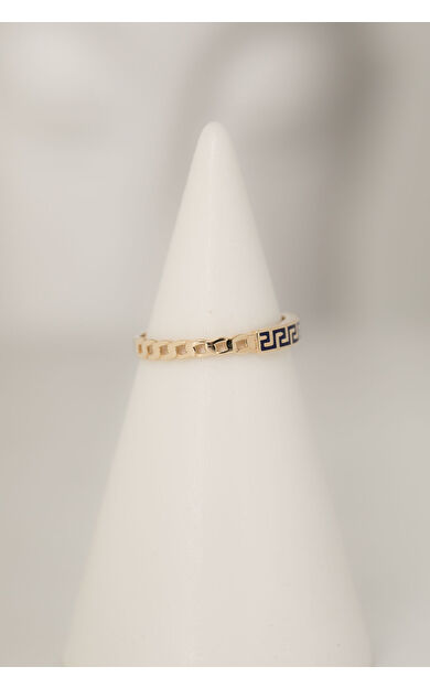 Kolyecik 14 Ayar Altın Mine Desenli Yüzük