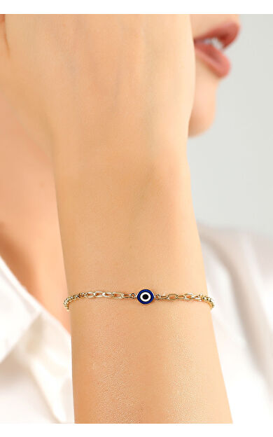 Kolyecik 14 Ayar Altın Mineli Nazar Bileklik