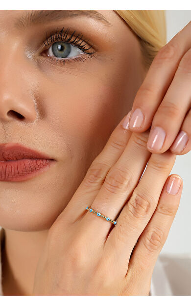 Kolyecik 14 Ayar Altın Mineli Nazar Yüzük