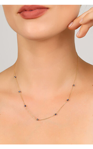 Kolyecik 14 Ayar Altın Minimal Nazar Kolye