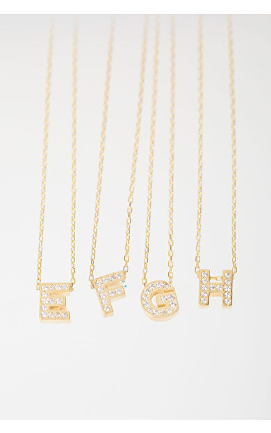 Kolyecik 14 Ayar Altın Minimal Taşlı Harf Kolye