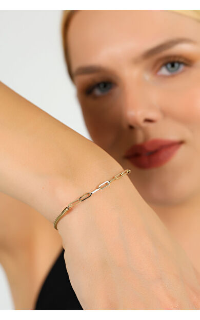 Kolyecik 14 Ayar Altın Modern Zincir Bileklik