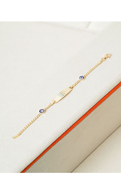 Kolyecik 14 Ayar Altın Nazar Boncuklu Künye