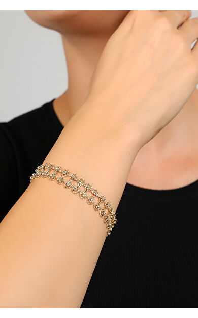 Kolyecik 14 Ayar Altın Örgü Motifli Bileklik