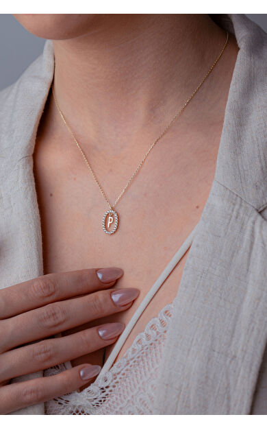 Kolyecik 14 Ayar Altın P Harfi Kolye