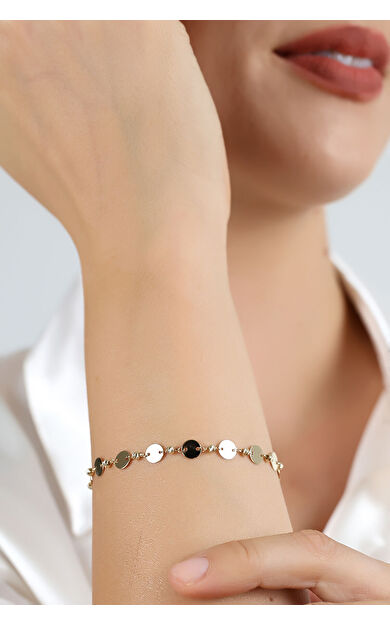 Kolyecik 14 Ayar Altın Pullu Zincir Bileklik