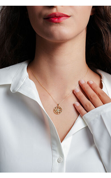 Kolyecik 14 Ayar Altın Pusula Kolye