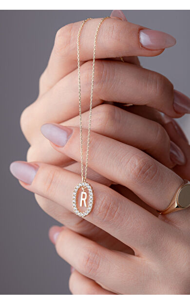Kolyecik 14 Ayar Altın R Harf Kolye