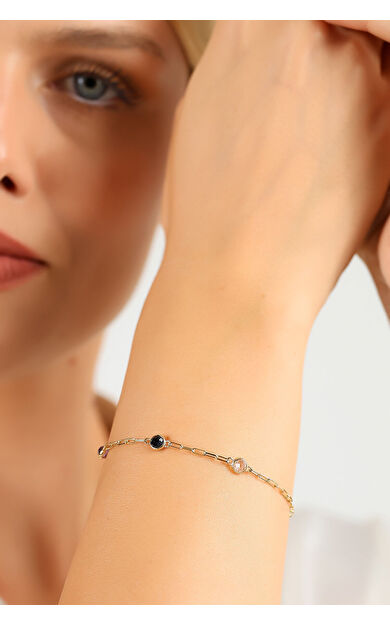 Kolyecik 14 Ayar Altın Renkli Taş Bileklik