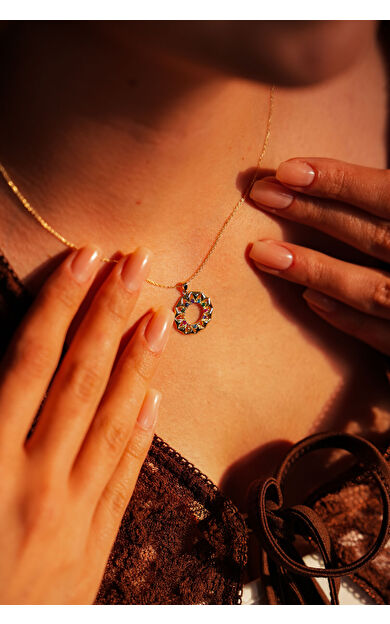 Kolyecik 14 Ayar Altın Renkli Taş Kolye