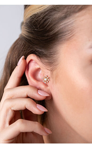 Kolyecik 14 Ayar Altın Taşlı Ok Küpe