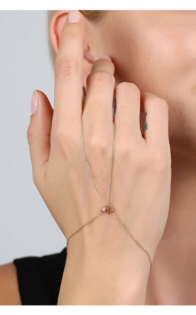 Kolyecik 14 Ayar Altın Şampanya Lotus Kişiselleştirilebilir Taşlı Şahmeran