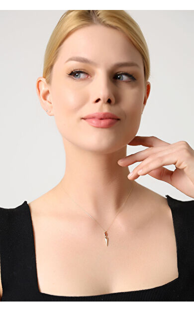 Kolyecik 14 Ayar Altın Şampanya Taş Tasarım Kolye