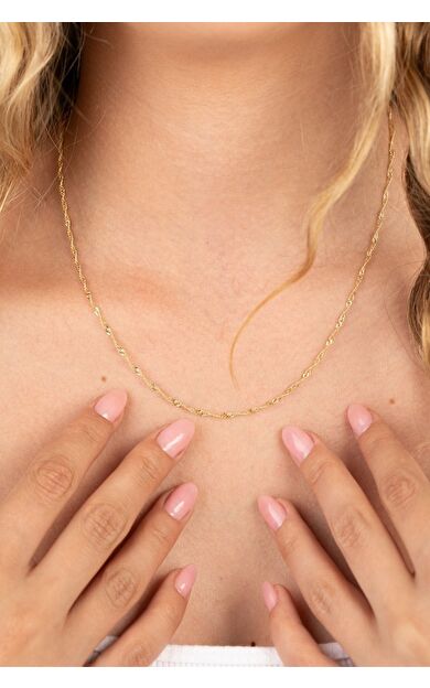 Kolyecik 14 Ayar Altın Singapur Zincir