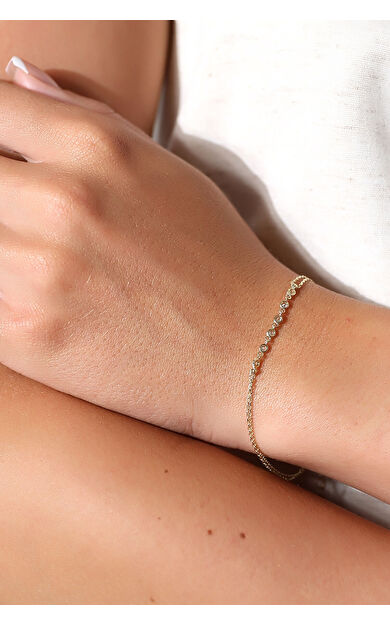 Kolyecik 14 Ayar Altın Sıralı Taş Bileklik