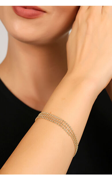 Kolyecik 14 Ayar Altın Tasarım Örgü Bileklik