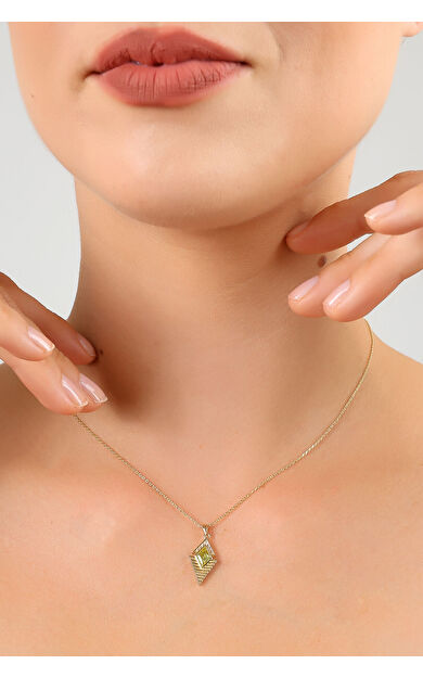 Kolyecik 14 Ayar Altın Taşlı Art Deco Kolye