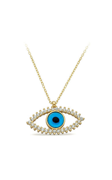 Kolyecik 14 Ayar Altın Taşlı Göz Kolye