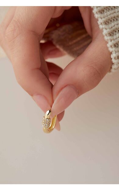 Kolyecik 14 Ayar Altın Taşlı Halka Küpe