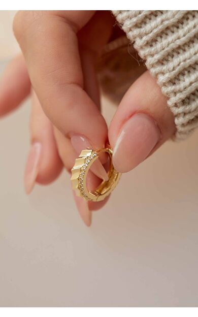 Kolyecik 14 Ayar Altın Taşlı Halka Küpe