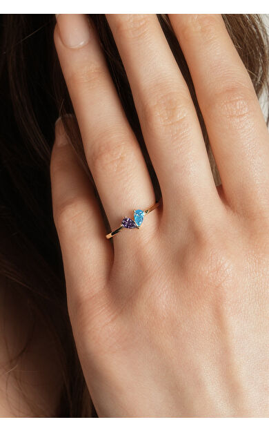 Kolyecik 14 Ayar Altın Taşlı Kalp Yüzük