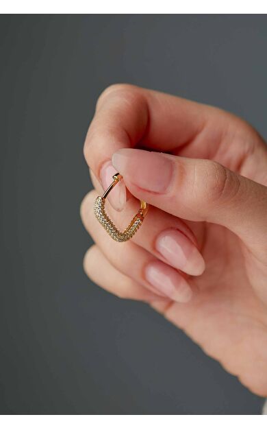 Kolyecik 14 Ayar Altın Taşlı Kare Küpe