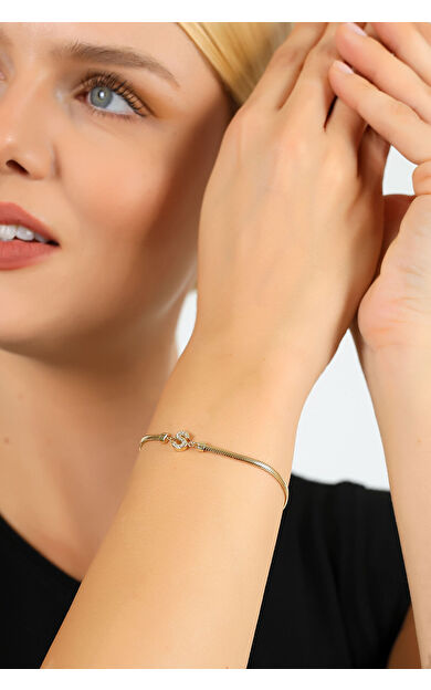 Kolyecik 14 Ayar Altın Taşlı S Harf Balık Sırtı Bileklik