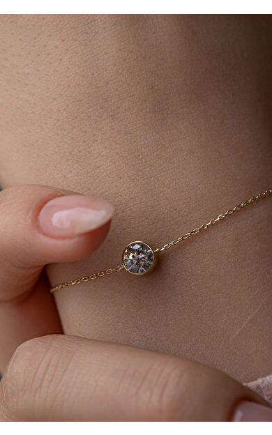 Kolyecik 14 Ayar Altın Tektaş Bileklik