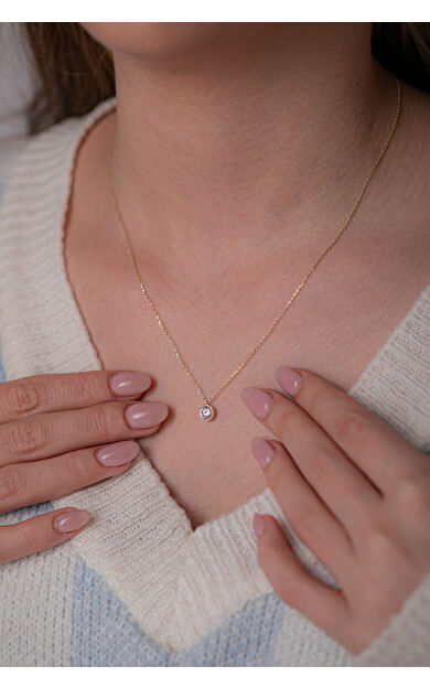 Kolyecik 14 Ayar Altın Tektaş Kolye