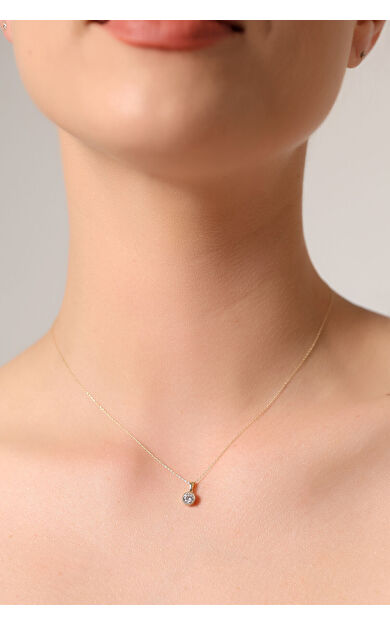 Kolyecik 14 Ayar Altın Tektaş Kolye