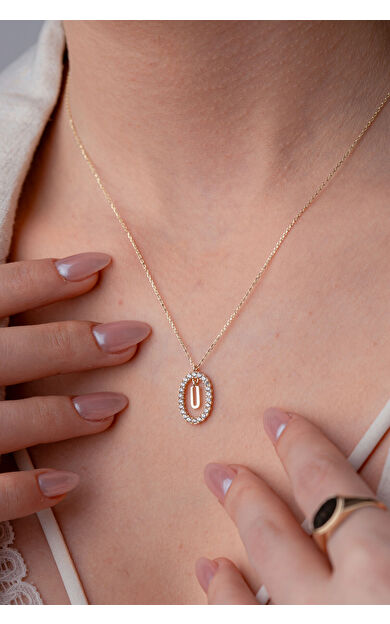 Kolyecik 14 Ayar Altın U Harf Kolye