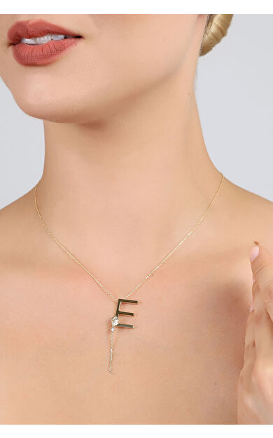 Kolyecik 14 Ayar Altın Uçurtma E Harfi Kolye