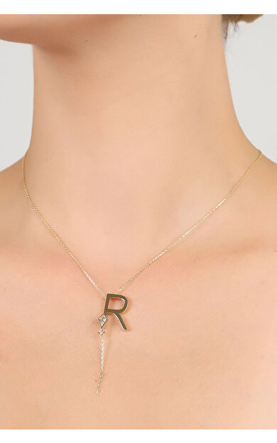Kolyecik 14 Ayar Altın Uçurtma R Harfi Kolye