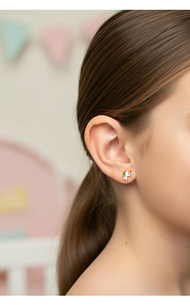 Kolyecik 14 Ayar Altın Unicorn Çocuk Küpe