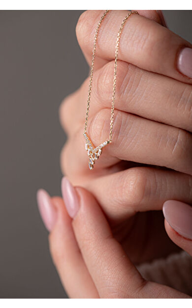 Kolyecik 14 Ayar Altın V Baget Kolye