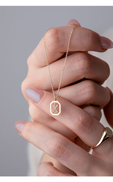 Kolyecik 14 Ayar Altın X Harf Kolye