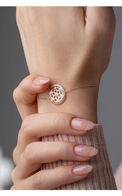 Kolyecik 14 Ayar Altın Yaşam Çiçeği Bileklik
