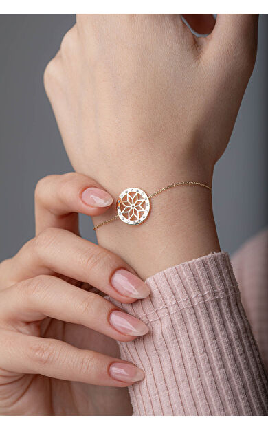 Kolyecik 14 Ayar Altın Yaşam Çiçeği Bileklik