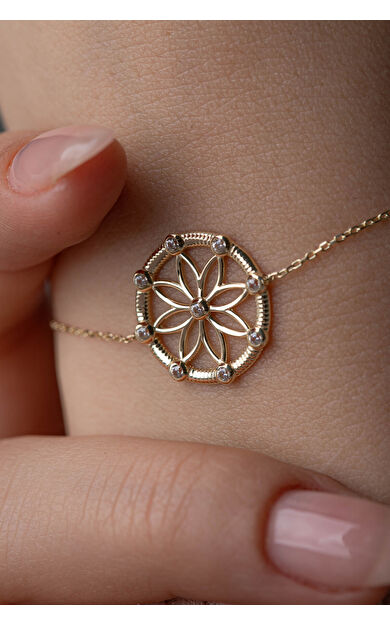 Kolyecik 14 Ayar Altın Yaşam Çiçeği Bileklik