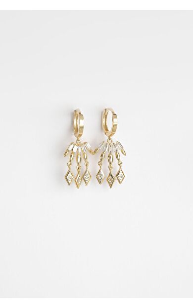 Kolyecik 14 Ayar Altın Taşlı Tasarım Küpe