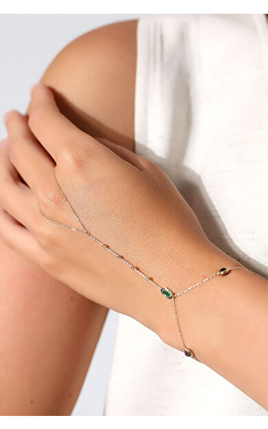 Kolyecik 14 Ayar Altın Yeşil Taş Dorikalı Şahmeran